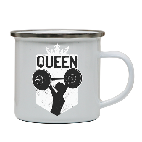 Weightlifting queen enamel camping mug outdoor cup colors - Graphic Gear