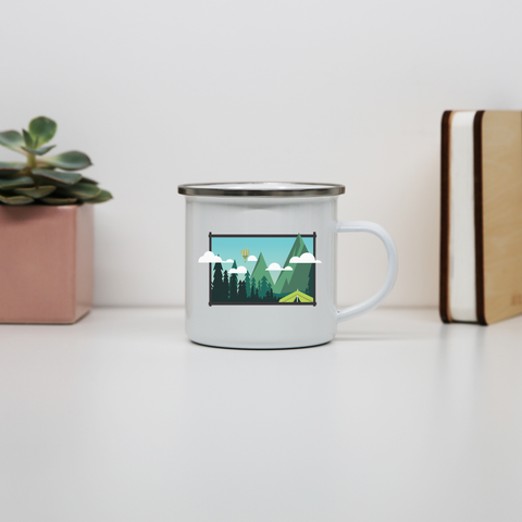 Camp landscape enamel camping mug outdoor cup colors - Graphic Gear