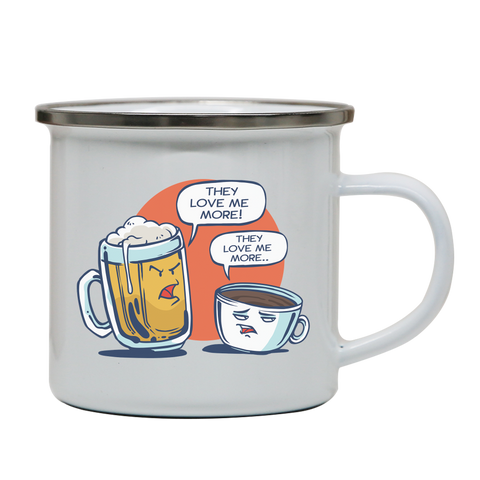 Beer vs coffee enamel camping mug outdoor cup colors - Graphic Gear
