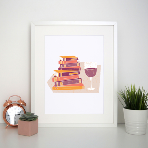 Wine and books print poster wall art decor - Graphic Gear