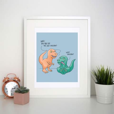 Funny dinosaur unicorn print poster wall art decor - Graphic Gear