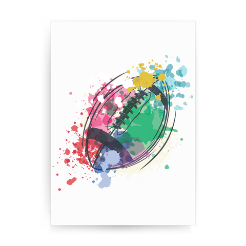 Watercolor rugby ball print poster wall art decor - Graphic Gear