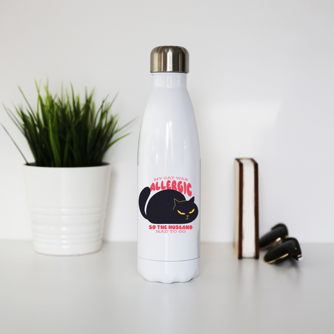 Allergic cat water bottle stainless steel reusable - Graphic Gear