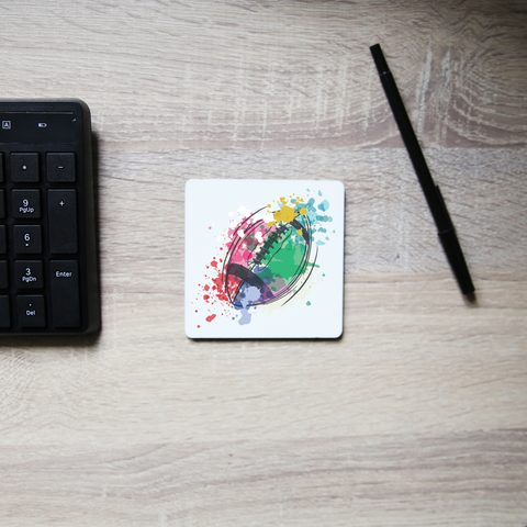 Watercolor rugby ball coaster drink mat - Graphic Gear