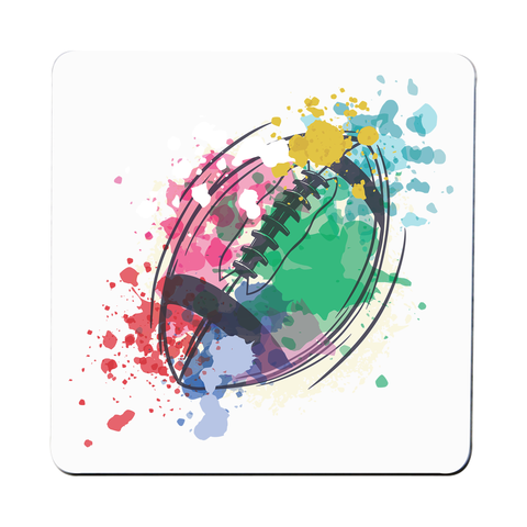 Watercolor rugby ball coaster drink mat - Graphic Gear