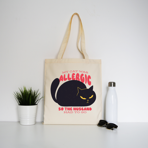 Allergic cat tote bag canvas shopping - Graphic Gear