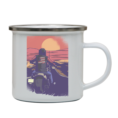 Road biker enamel camping mug outdoor cup colors - Graphic Gear