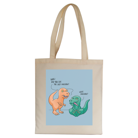 Funny dinosaur unicorn tote bag canvas shopping - Graphic Gear