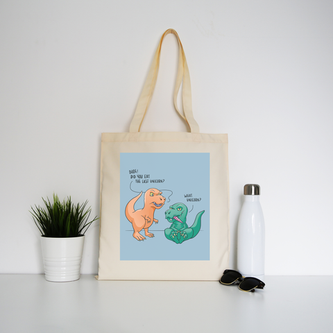 Funny dinosaur unicorn tote bag canvas shopping - Graphic Gear