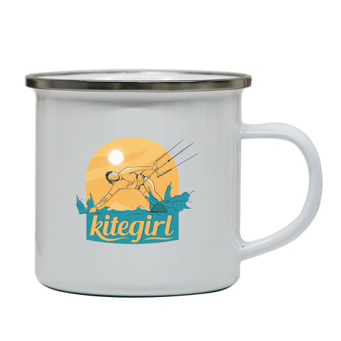 Kite girl enamel camping mug outdoor cup colors - Graphic Gear