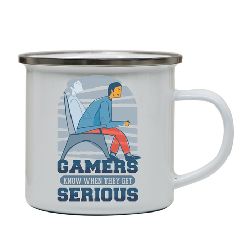 Serious gamers enamel camping mug outdoor cup colors - Graphic Gear