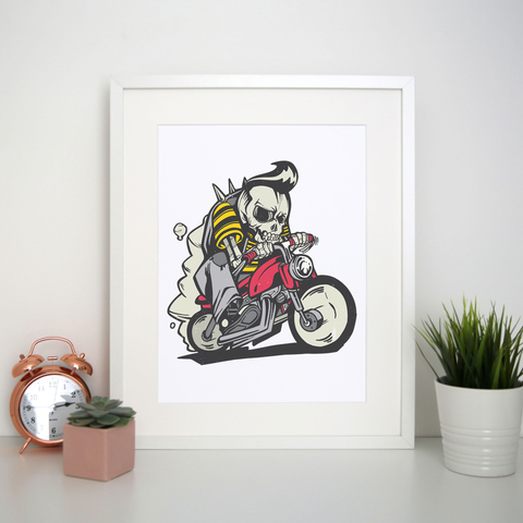 Outlaw skeleton bike rider print poster wall art decor - Graphic Gear