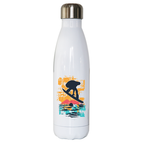 Sunset snowboarder water bottle stainless steel reusable - Graphic Gear
