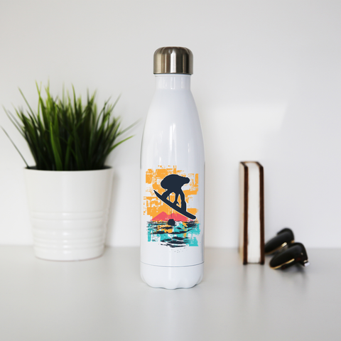 Sunset snowboarder water bottle stainless steel reusable - Graphic Gear