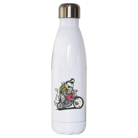 Outlaw skeleton bike rider water bottle stainless steel reusable - Graphic Gear