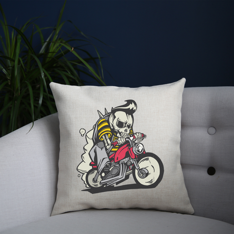Outlaw skeleton bike rider cushion cover pillowcase linen home decor - Graphic Gear