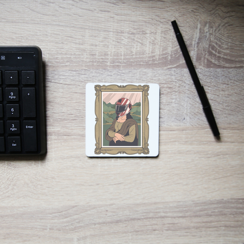 Mona lisa helmet coaster drink mat - Graphic Gear