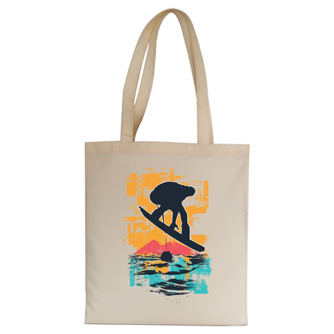Sunset snowboarder tote bag canvas shopping - Graphic Gear