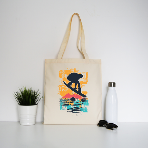 Sunset snowboarder tote bag canvas shopping - Graphic Gear