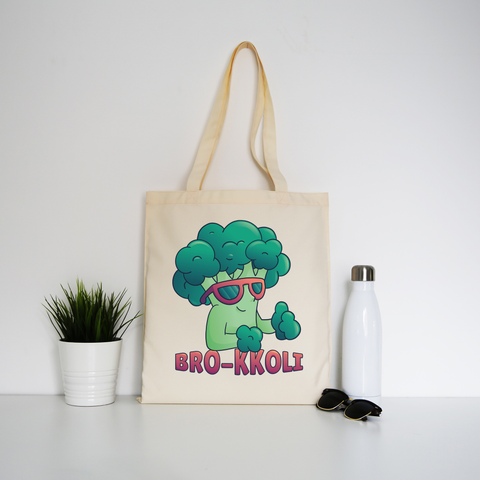 Broccoli bro funny tote bag canvas shopping - Graphic Gear