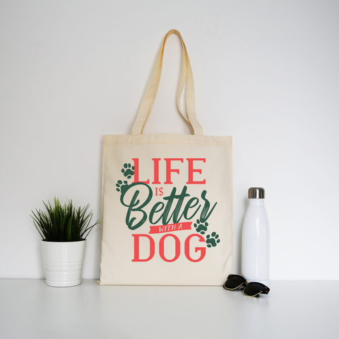Dog life quote tote bag canvas shopping - Graphic Gear