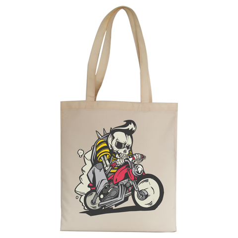 Outlaw skeleton bike rider tote bag canvas shopping - Graphic Gear