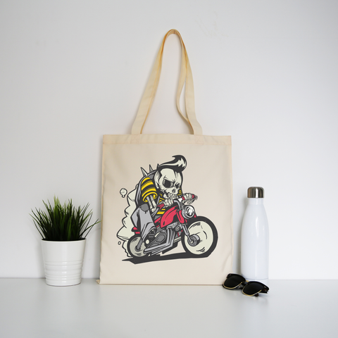 Outlaw skeleton bike rider tote bag canvas shopping - Graphic Gear