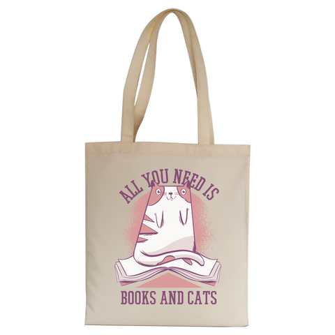 Book cat quote tote bag canvas shopping - Graphic Gear