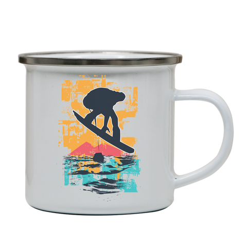 Sunset snowboarder enamel camping mug outdoor cup colors - Graphic Gear