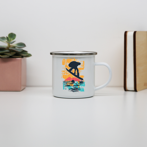 Sunset snowboarder enamel camping mug outdoor cup colors - Graphic Gear