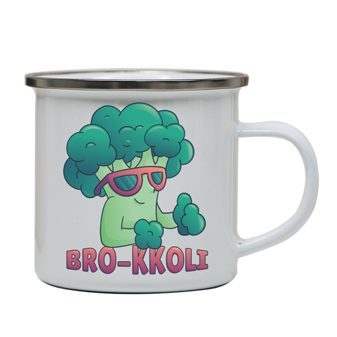 Broccoli bro funny enamel camping mug outdoor cup colors - Graphic Gear