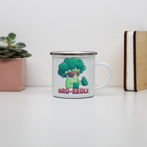 Broccoli bro funny enamel camping mug outdoor cup colors - Graphic Gear