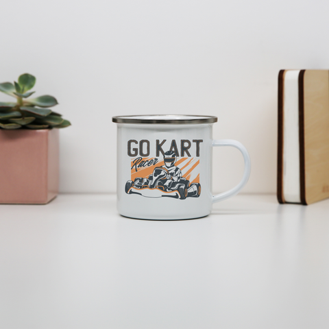 Go kart racer enamel camping mug outdoor cup colors - Graphic Gear