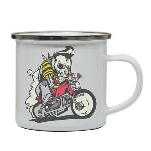 Outlaw skeleton bike rider enamel camping mug outdoor cup colors - Graphic Gear
