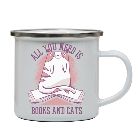 Book cat quote enamel camping mug outdoor cup colors - Graphic Gear
