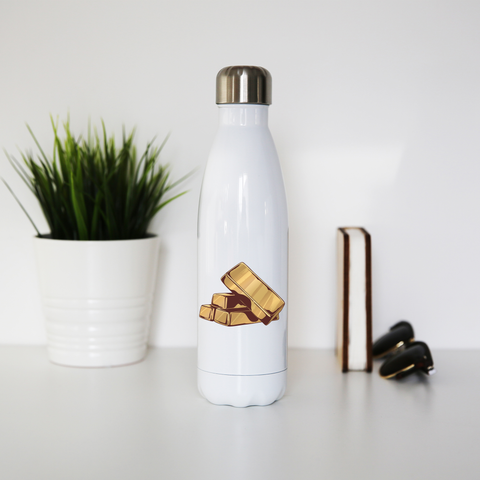 Gold bars water bottle stainless steel reusable - Graphic Gear