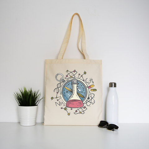 Science flask tote bag canvas shopping - Graphic Gear