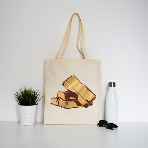 Gold bars tote bag canvas shopping - Graphic Gear