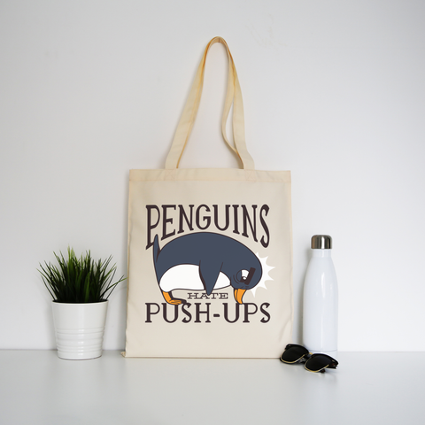 Penguin funny quote tote bag canvas shopping - Graphic Gear
