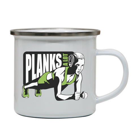 Plank girl quote enamel camping mug outdoor cup colors - Graphic Gear