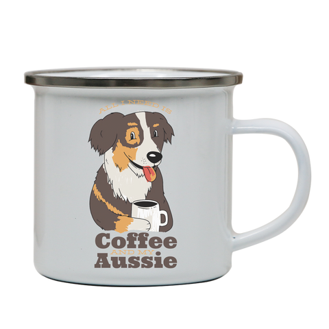 Aussie dog coffee quote enamel camping mug outdoor cup colors - Graphic Gear