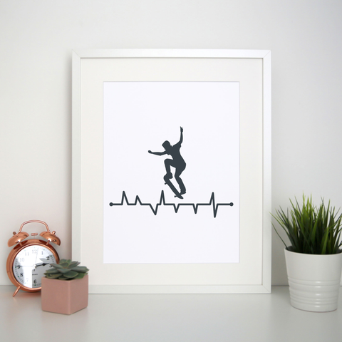 Skateboard heart line print poster wall art decor - Graphic Gear