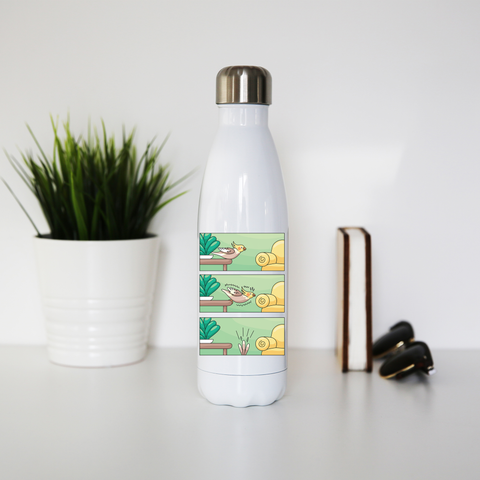 Cockatiel comic strip water bottle stainless steel reusable - Graphic Gear