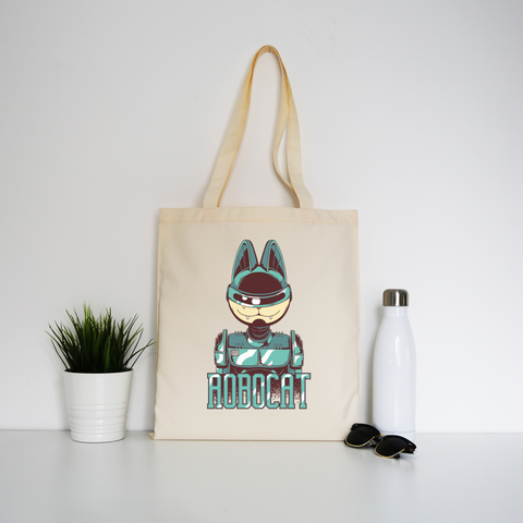 Robocat tote bag canvas shopping - Graphic Gear