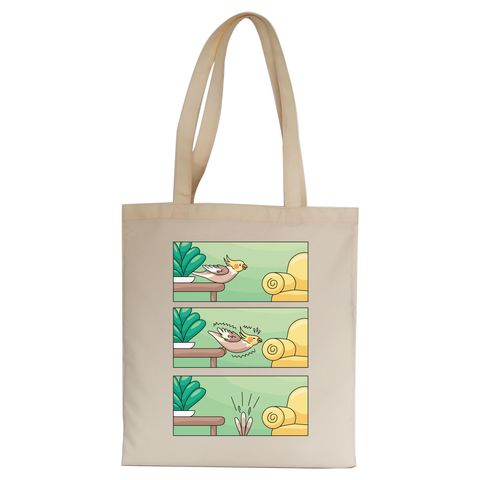 Cockatiel comic strip tote bag canvas shopping - Graphic Gear