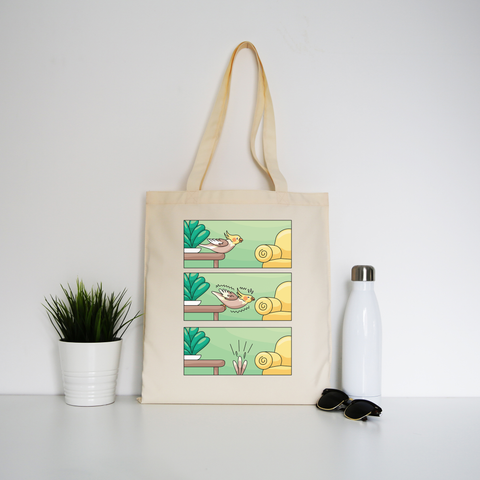 Cockatiel comic strip tote bag canvas shopping - Graphic Gear