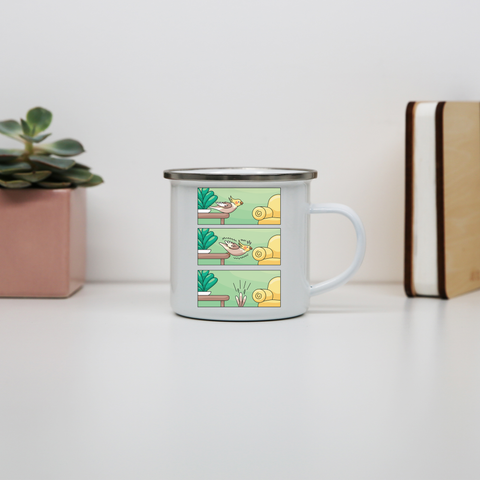 Cockatiel comic strip enamel camping mug outdoor cup colors - Graphic Gear