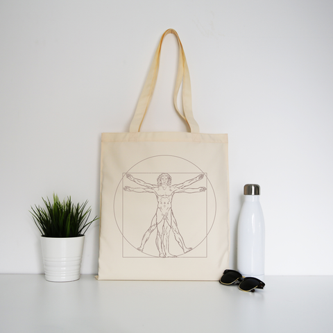 Virtuvian man tote bag canvas shopping - Graphic Gear