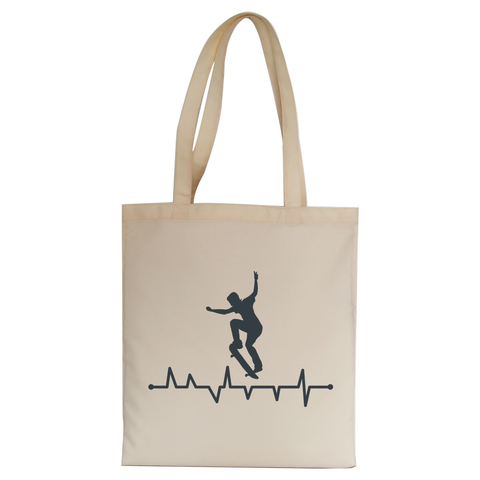 Skateboard heart line tote bag canvas shopping - Graphic Gear