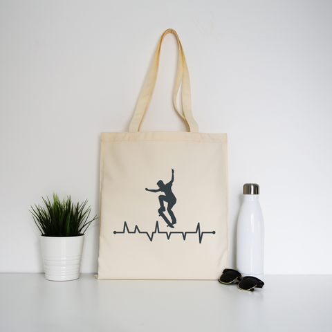Skateboard heart line tote bag canvas shopping - Graphic Gear